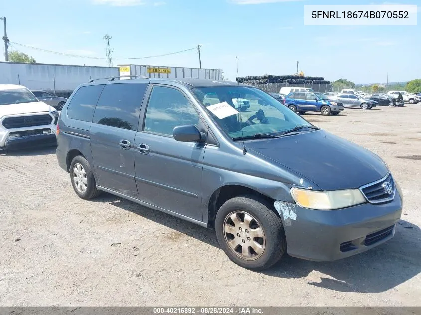 2004 Honda Odyssey Ex VIN: 5FNRL18674B070552 Lot: 40215892