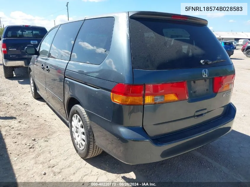 2004 Honda Odyssey Lx VIN: 5FNRL18574B028583 Lot: 40220773