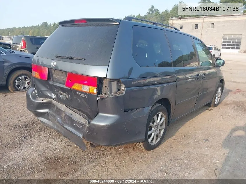 2004 Honda Odyssey Exl VIN: 5FNRL18034B107138 Lot: 40244090