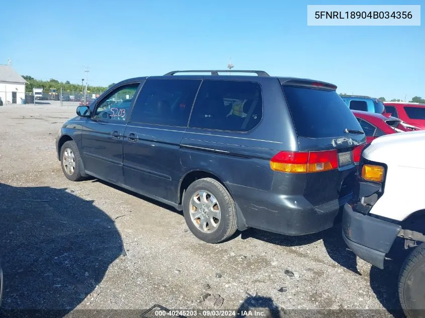 5FNRL18904B034356 2004 Honda Odyssey Ex-L