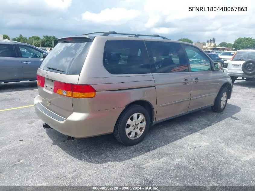 2004 Honda Odyssey Ex-L VIN: 5FNRL18044B067863 Lot: 40252728