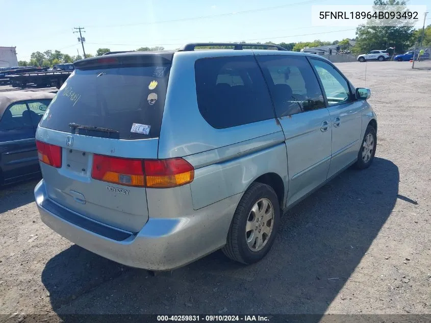 2004 Honda Odyssey Ex-L VIN: 5FNRL18964B093492 Lot: 40259831