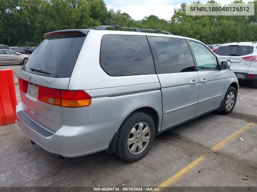 2004 Honda Odyssey Ex VIN: 5FNRL18804B126512 Lot: 40294734