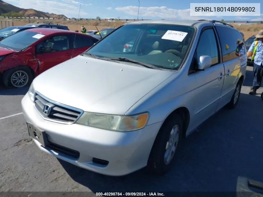 2004 Honda Odyssey Ex-L VIN: 5FNRL18014B099802 Lot: 40298784