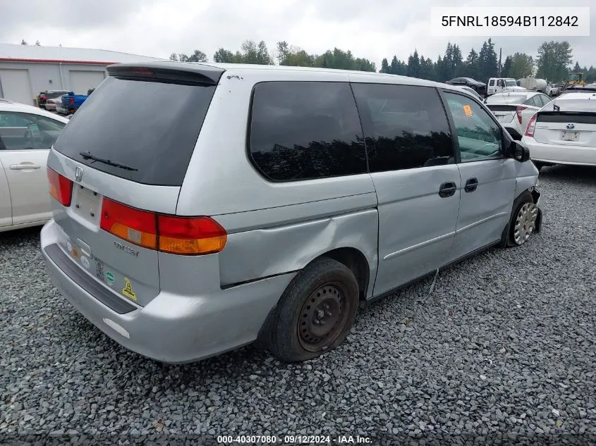 2004 Honda Odyssey Lx VIN: 5FNRL18594B112842 Lot: 40307080