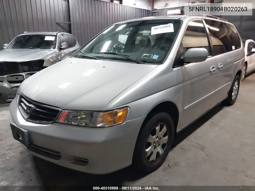 2004 Honda Odyssey Ex-L VIN: 5FNRL18904B020263 Lot: 40310989