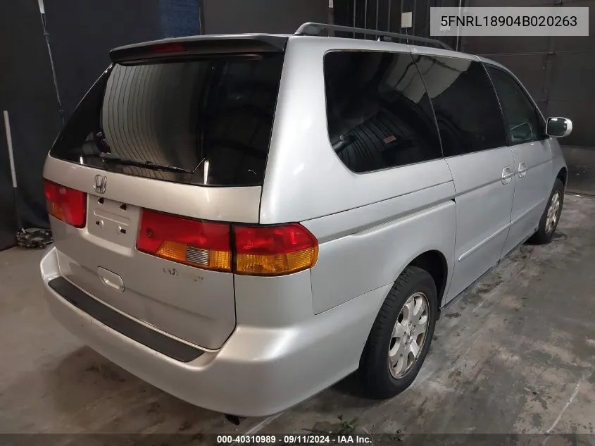 2004 Honda Odyssey Ex-L VIN: 5FNRL18904B020263 Lot: 40310989