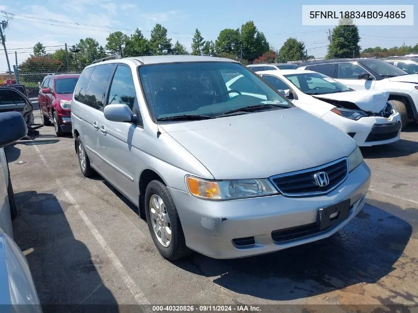 2004 Honda Odyssey Ex VIN: 5FNRL18834B094865 Lot: 40320826