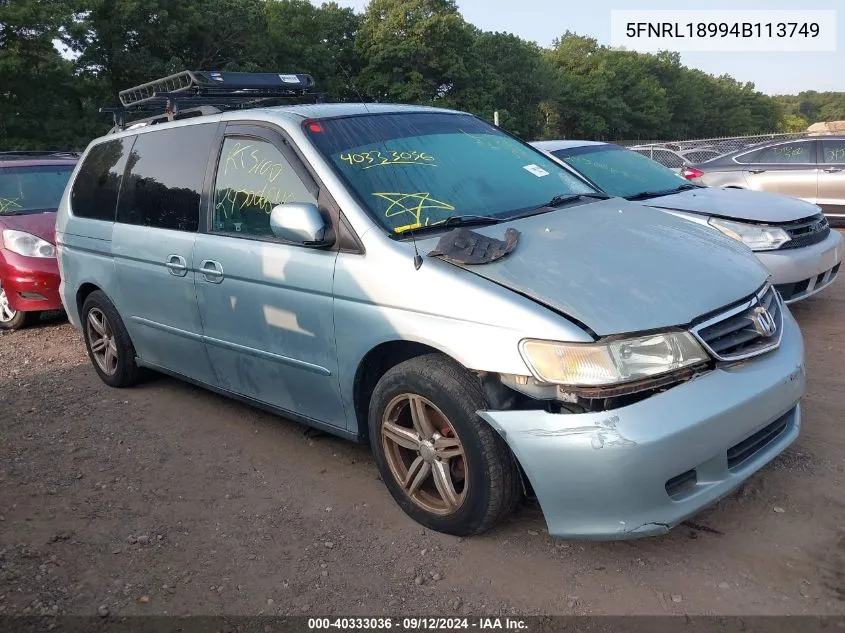 2004 Honda Odyssey Ex-L VIN: 5FNRL18994B113749 Lot: 40333036