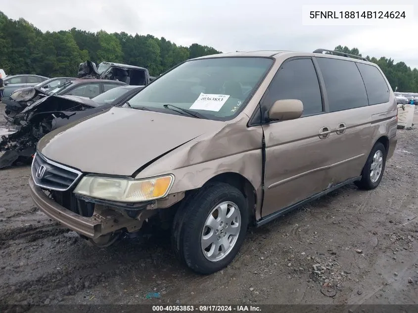 2004 Honda Odyssey Ex VIN: 5FNRL18814B124624 Lot: 40363853