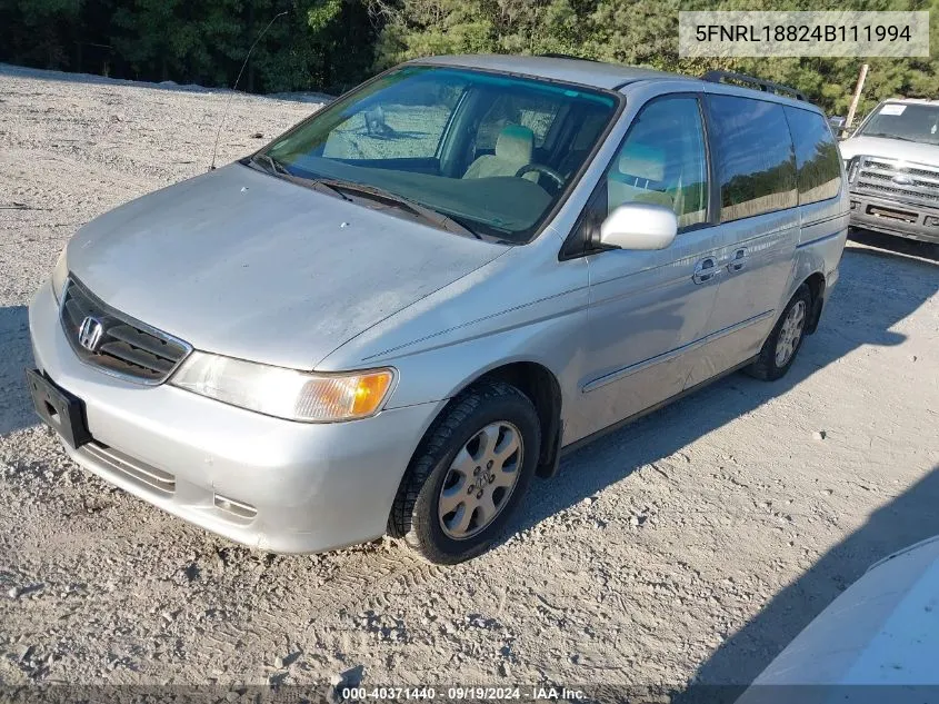 2004 Honda Odyssey Ex VIN: 5FNRL18824B111994 Lot: 40371440