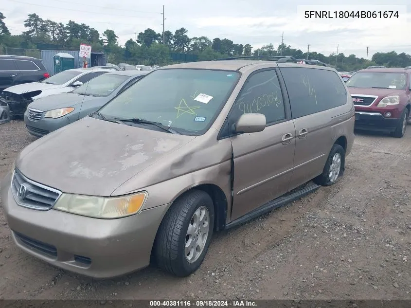 2004 Honda Odyssey Ex-L VIN: 5FNRL18044B061674 Lot: 40381116