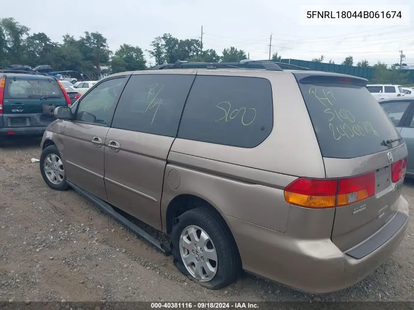 2004 Honda Odyssey Ex-L VIN: 5FNRL18044B061674 Lot: 40381116