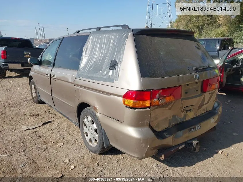 2004 Honda Odyssey Ex-L VIN: 5FNRL18994B014090 Lot: 40383921