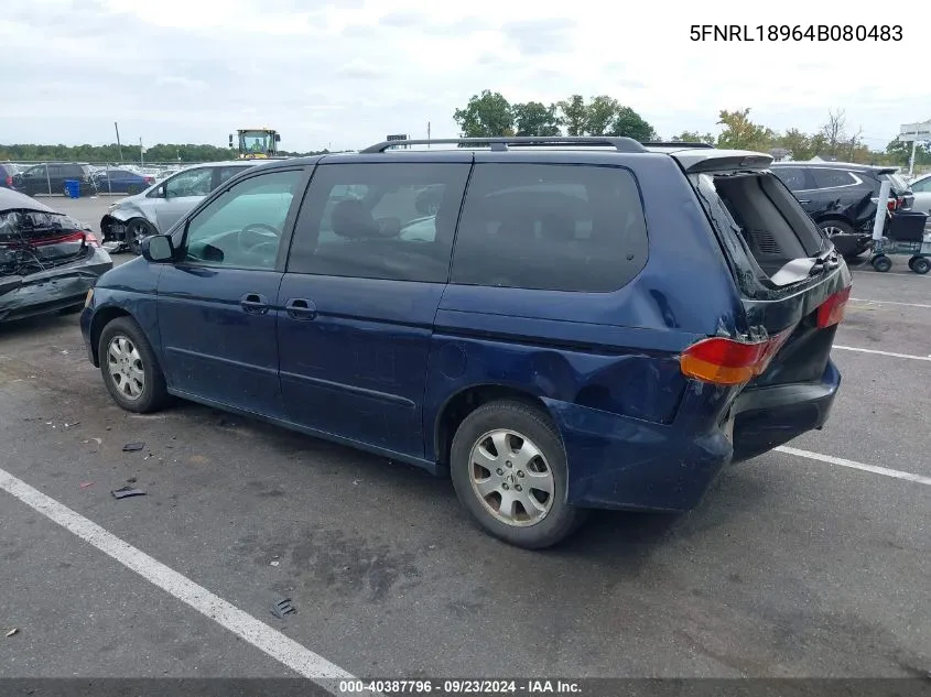 2004 Honda Odyssey Exl VIN: 5FNRL18964B080483 Lot: 40387796