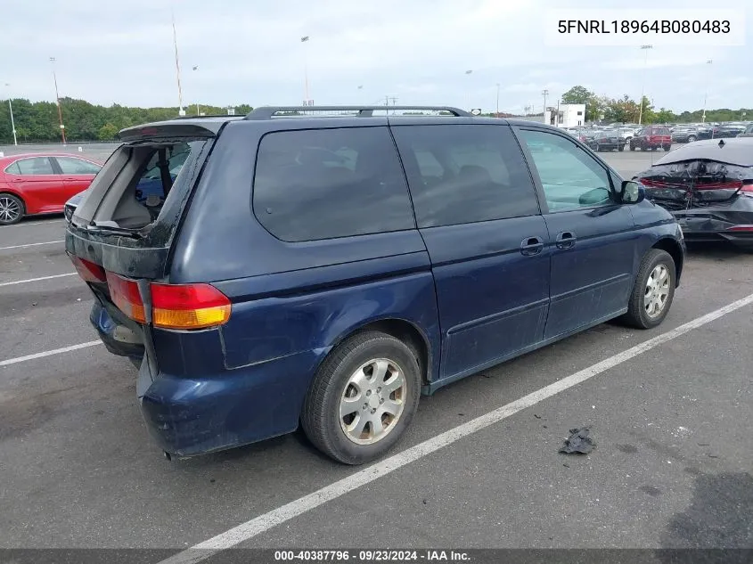 2004 Honda Odyssey Exl VIN: 5FNRL18964B080483 Lot: 40387796