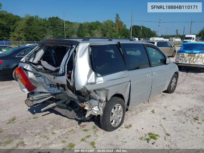 5FNRL18884B110171 2004 Honda Odyssey Ex