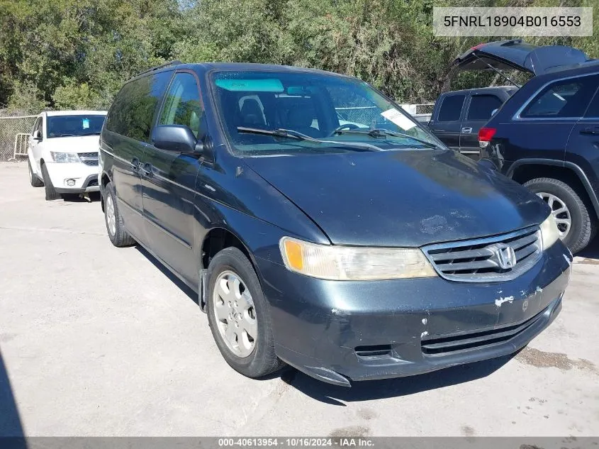 2004 Honda Odyssey Ex-L VIN: 5FNRL18904B016553 Lot: 40613954