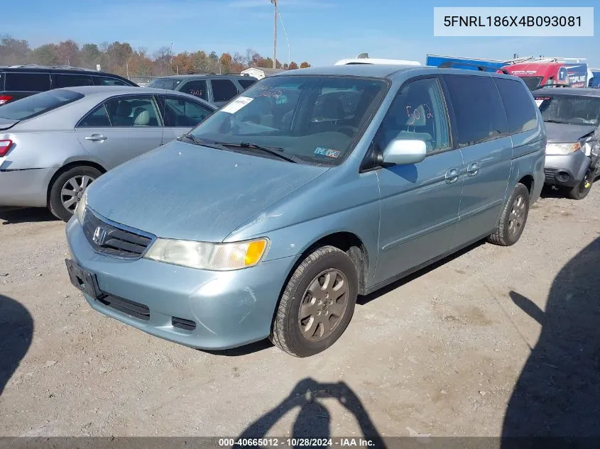 2004 Honda Odyssey Ex VIN: 5FNRL186X4B093081 Lot: 40665012