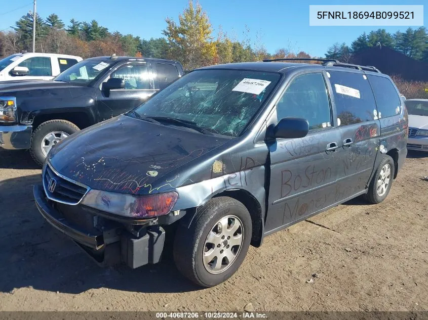 2004 Honda Odyssey Ex VIN: 5FNRL18694B099521 Lot: 40687206