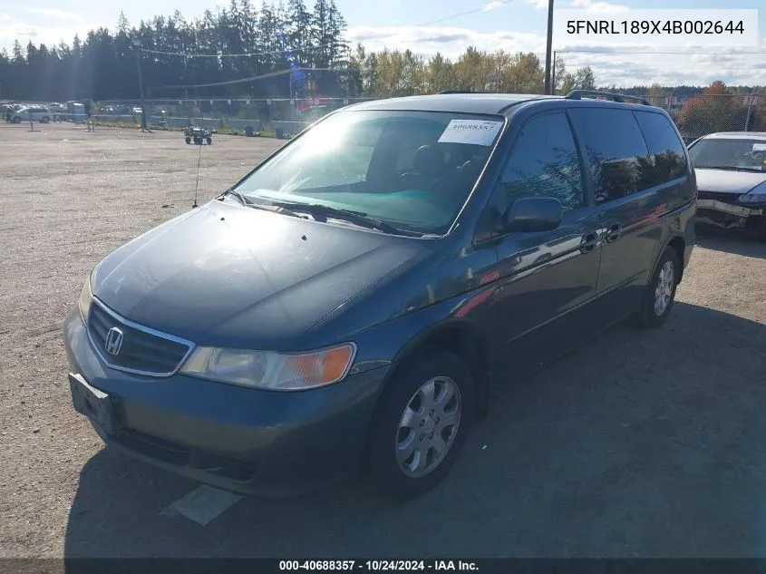 2004 Honda Odyssey Ex-L VIN: 5FNRL189X4B002644 Lot: 40688357