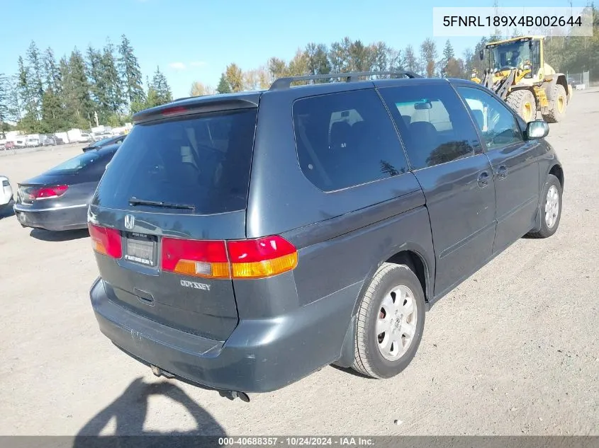 2004 Honda Odyssey Ex-L VIN: 5FNRL189X4B002644 Lot: 40688357