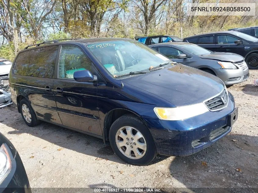 2004 Honda Odyssey Ex-L VIN: 5FNRL18924B058500 Lot: 40786927