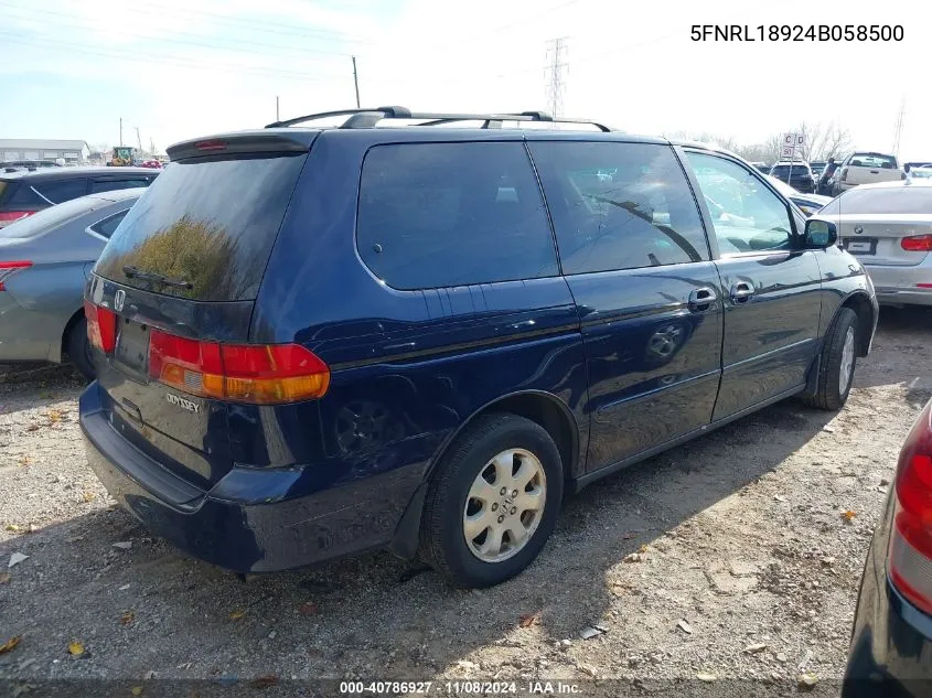 2004 Honda Odyssey Ex-L VIN: 5FNRL18924B058500 Lot: 40786927