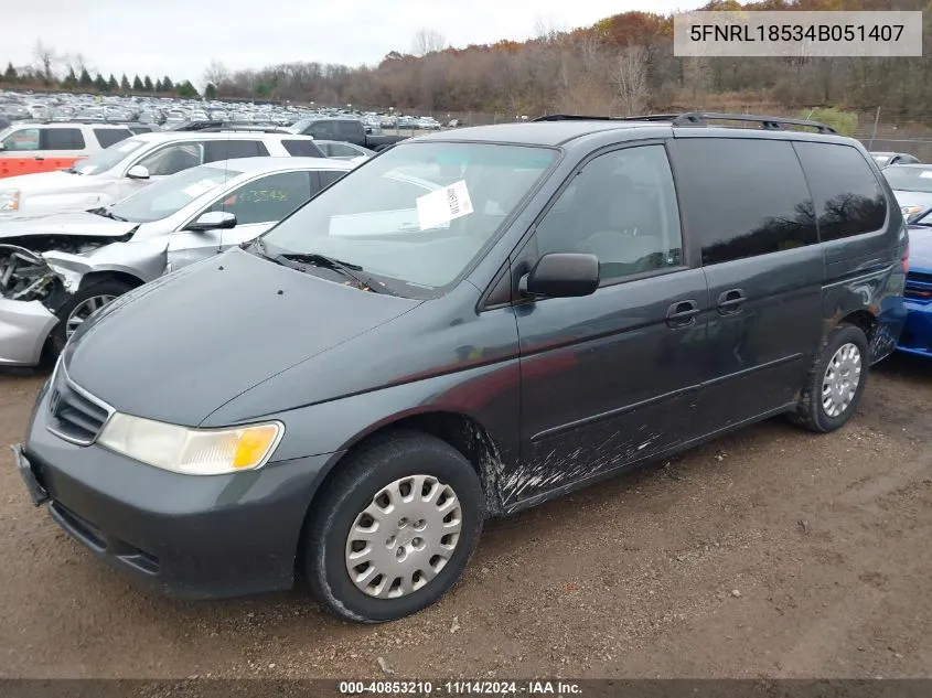 2004 Honda Odyssey Lx VIN: 5FNRL18534B051407 Lot: 40853210