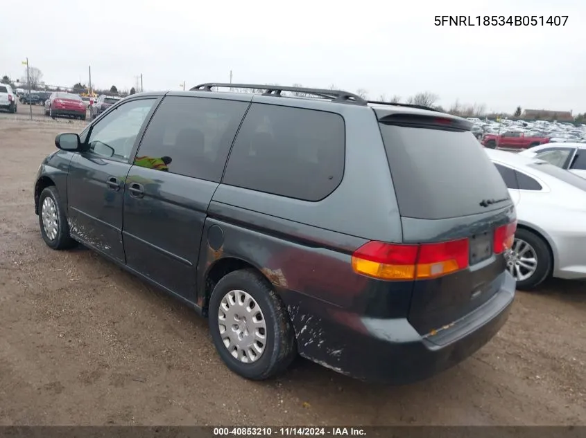 2004 Honda Odyssey Lx VIN: 5FNRL18534B051407 Lot: 40853210