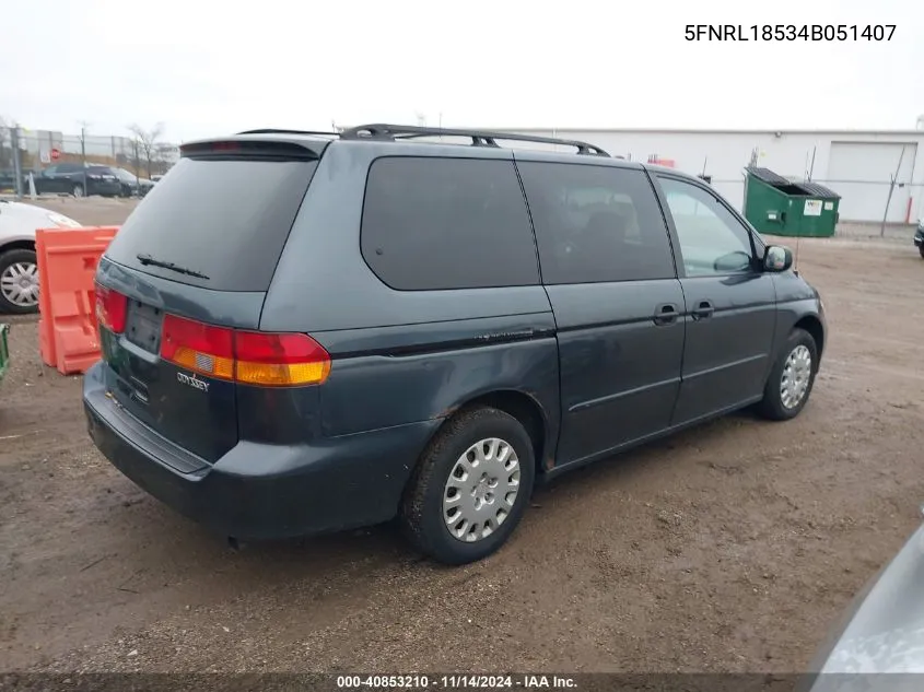 2004 Honda Odyssey Lx VIN: 5FNRL18534B051407 Lot: 40853210