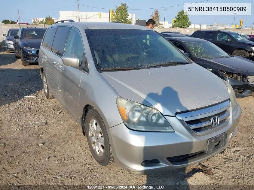 2005 Honda Odyssey VIN: 5FNRL38415B500989 Lot: 12091227