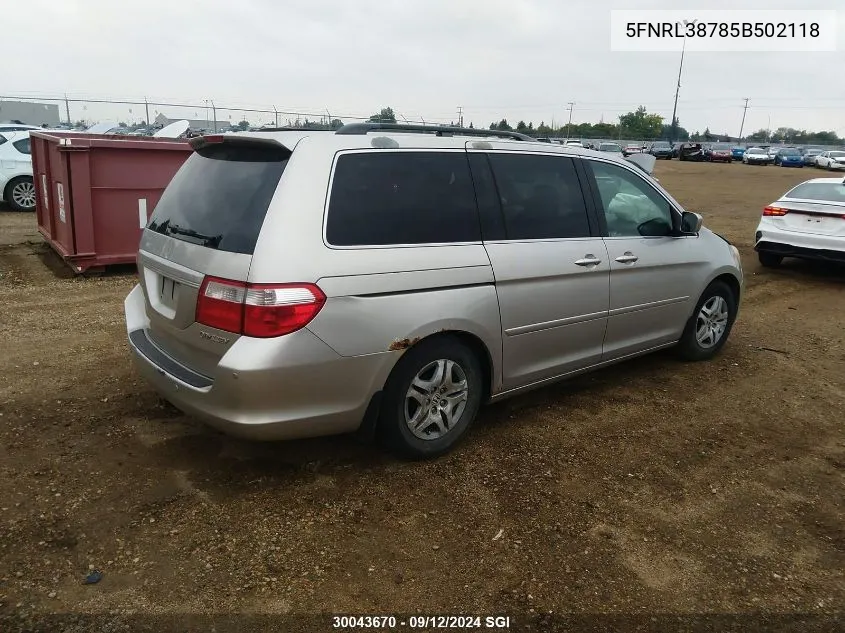 5FNRL38785B502118 2005 Honda Odyssey Exl