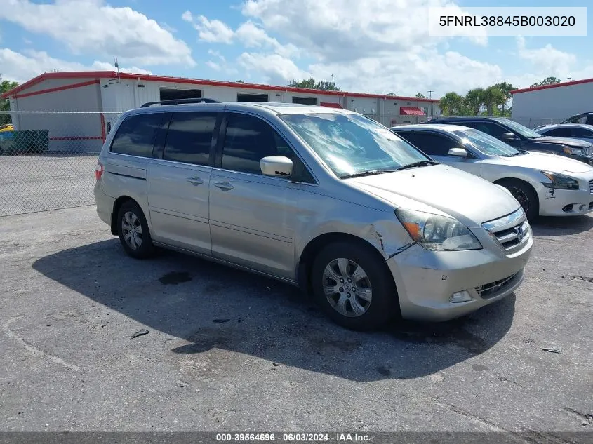 2005 Honda Odyssey Touring VIN: 5FNRL38845B003020 Lot: 39564696