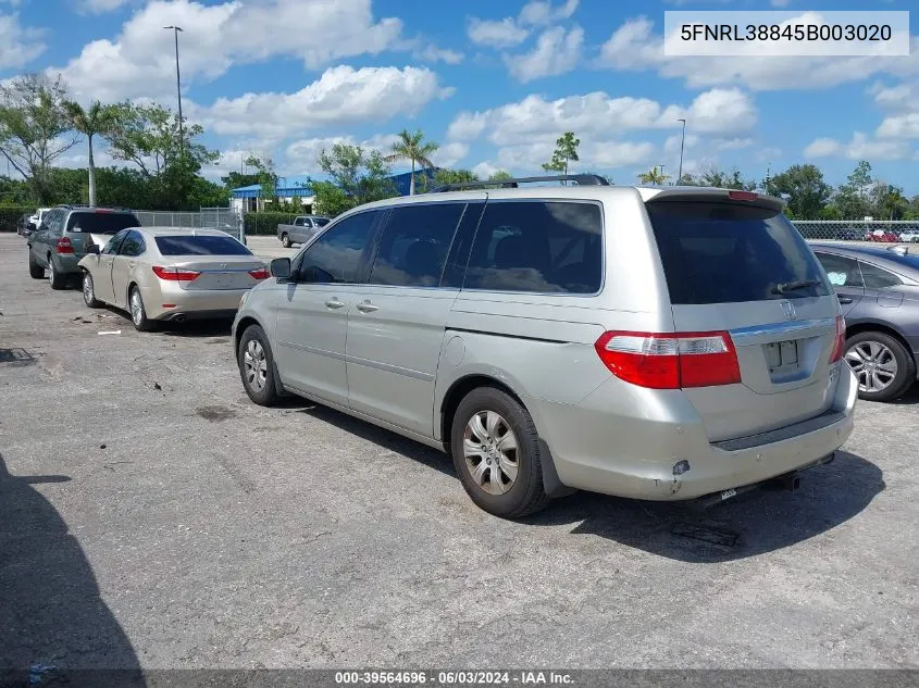 2005 Honda Odyssey Touring VIN: 5FNRL38845B003020 Lot: 39564696