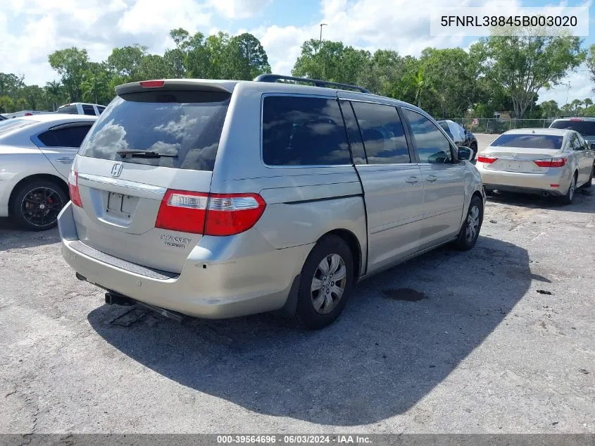 2005 Honda Odyssey Touring VIN: 5FNRL38845B003020 Lot: 39564696