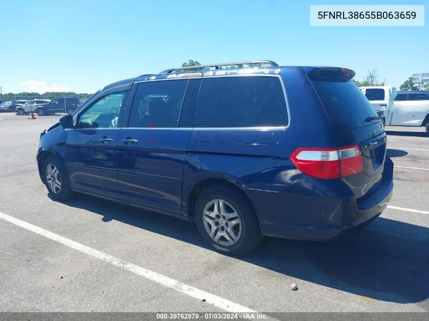 2005 Honda Odyssey Ex-L VIN: 5FNRL38655B063659 Lot: 39762878