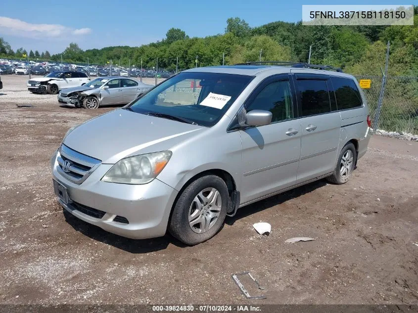 2005 Honda Odyssey Ex-L VIN: 5FNRL38715B118150 Lot: 39824830