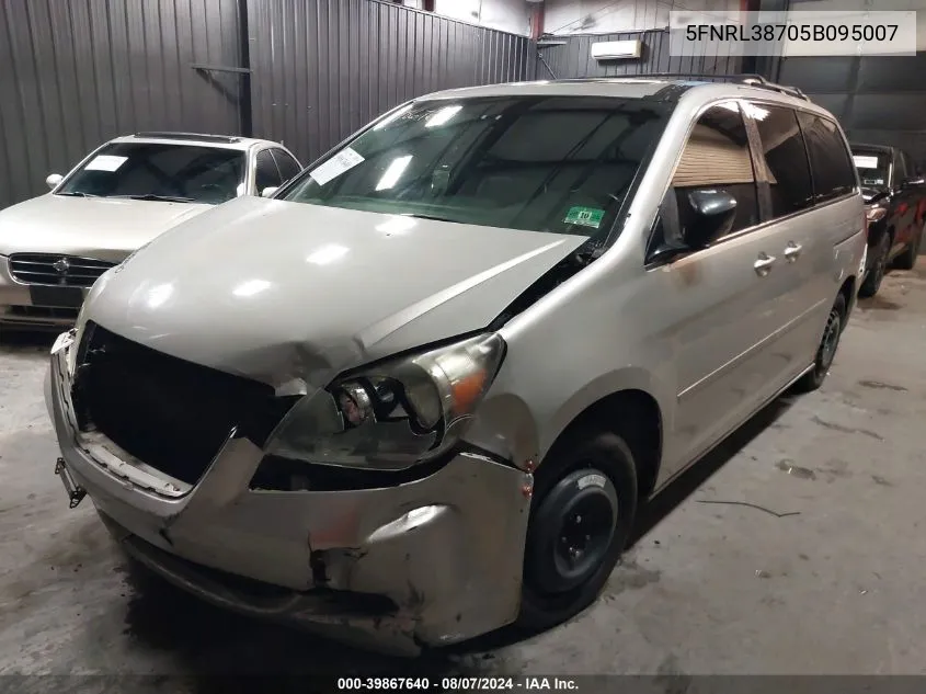 2005 Honda Odyssey Ex-L VIN: 5FNRL38705B095007 Lot: 39867640