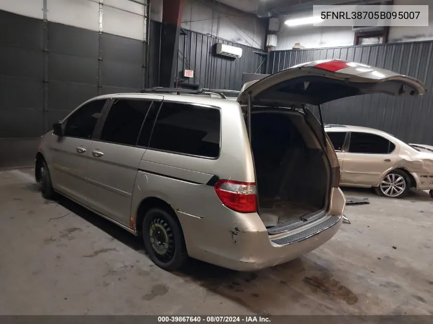 2005 Honda Odyssey Ex-L VIN: 5FNRL38705B095007 Lot: 39867640