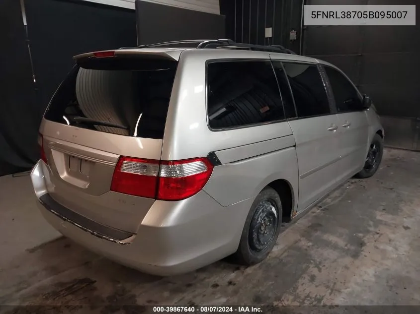 2005 Honda Odyssey Ex-L VIN: 5FNRL38705B095007 Lot: 39867640