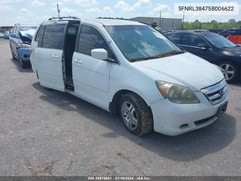 2005 Honda Odyssey Ex VIN: 5FNRL38475B006622 Lot: 39876601