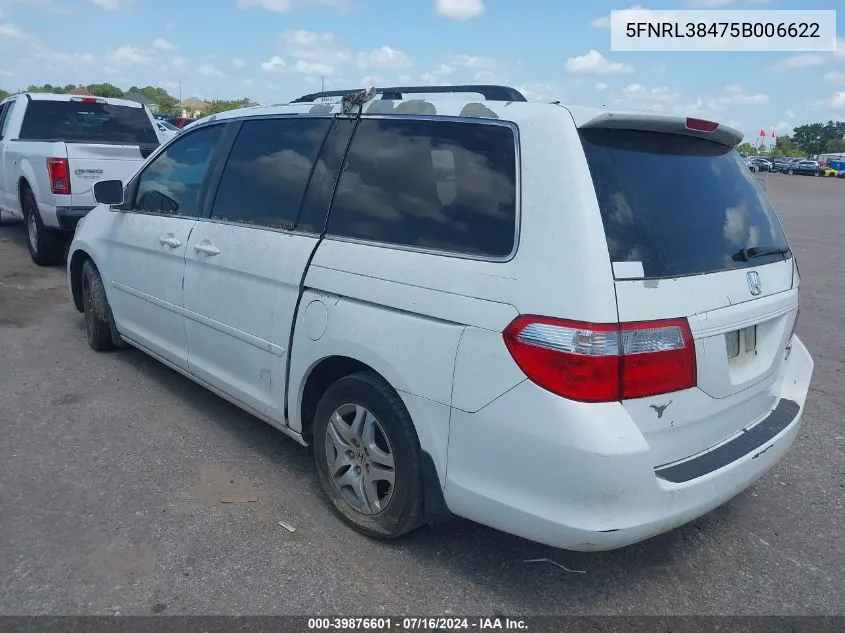 2005 Honda Odyssey Ex VIN: 5FNRL38475B006622 Lot: 39876601