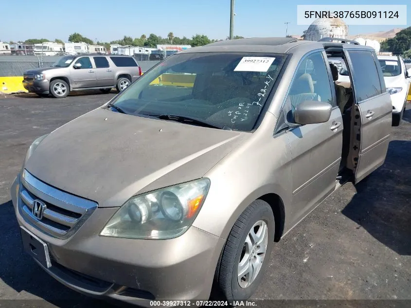 2005 Honda Odyssey Ex-L VIN: 5FNRL38765B091124 Lot: 39927312