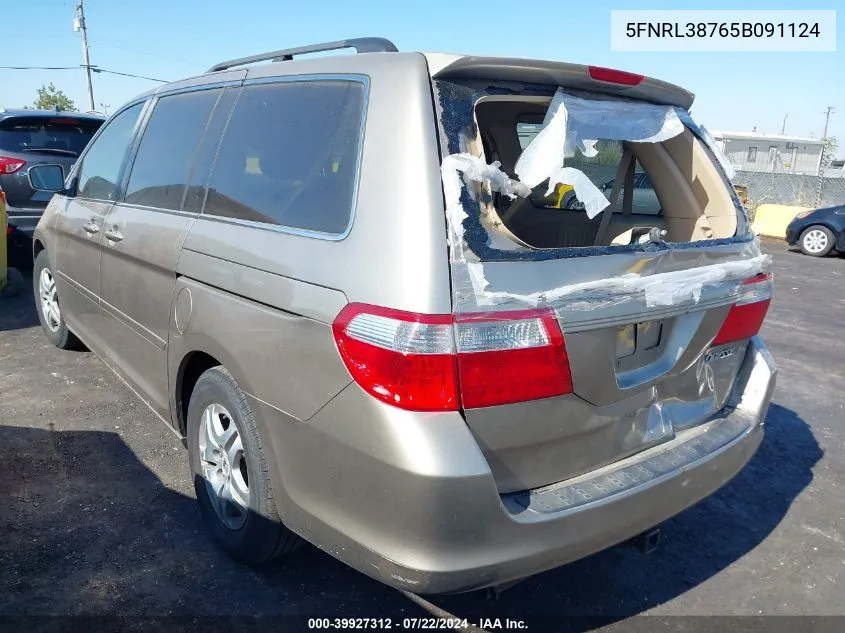 2005 Honda Odyssey Ex-L VIN: 5FNRL38765B091124 Lot: 39927312