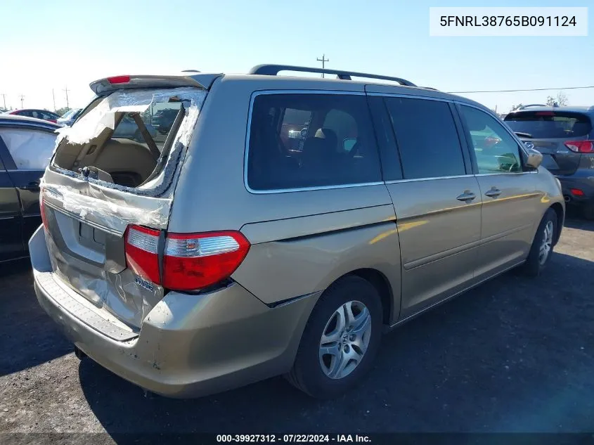 2005 Honda Odyssey Ex-L VIN: 5FNRL38765B091124 Lot: 39927312