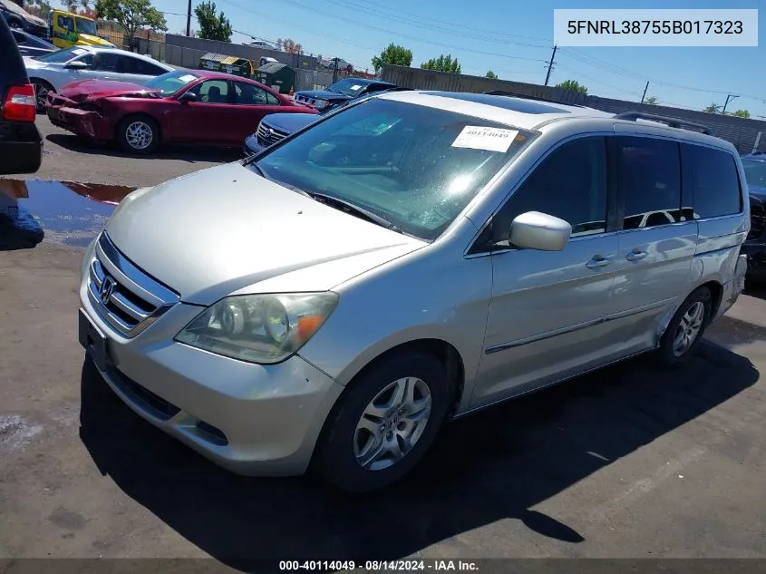 5FNRL38755B017323 2005 Honda Odyssey Ex-L