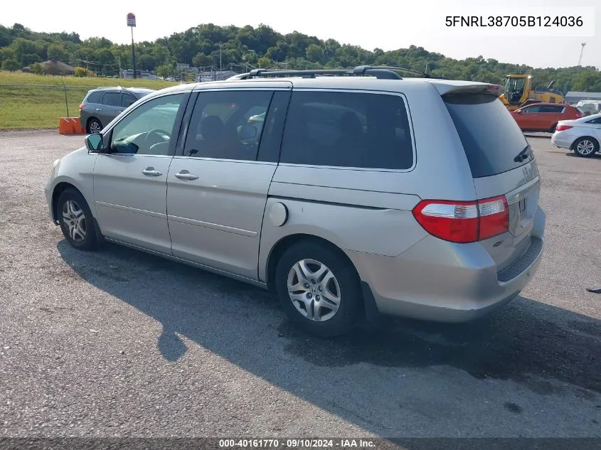 2005 Honda Odyssey Ex-L VIN: 5FNRL38705B124036 Lot: 40161770