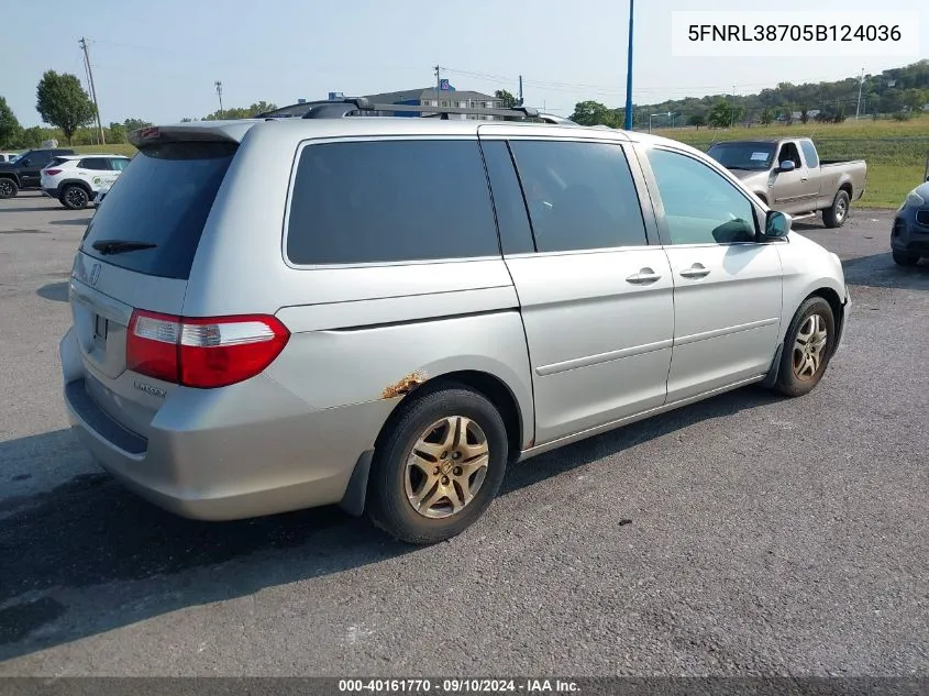 5FNRL38705B124036 2005 Honda Odyssey Ex-L