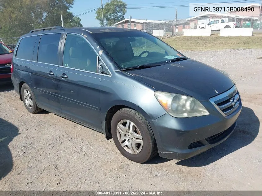 2005 Honda Odyssey Ex-L VIN: 5FNRL38715B008490 Lot: 40179311